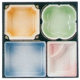 291-18 8.5寸用D.X懐石仕切 漆陶天黒唐草